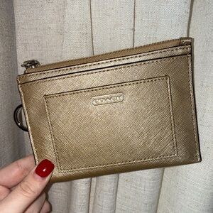 NWOT Coach Metallic Gold Slim Card Case Keychain